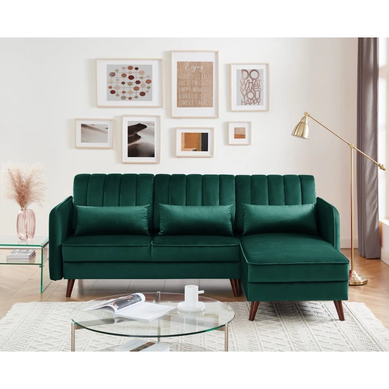 Canapé Rêve Promos Magasin -Canapé Rêve Promos Magasin canape angle idaho velours vert angle fixe 6
