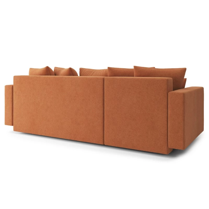 Canapé D'angle KRISTI Convertible Tissu Rouille 4 Places 6 Canapé D'angle KRISTI Convertible Tissu Rouille 4 Places – Image 6