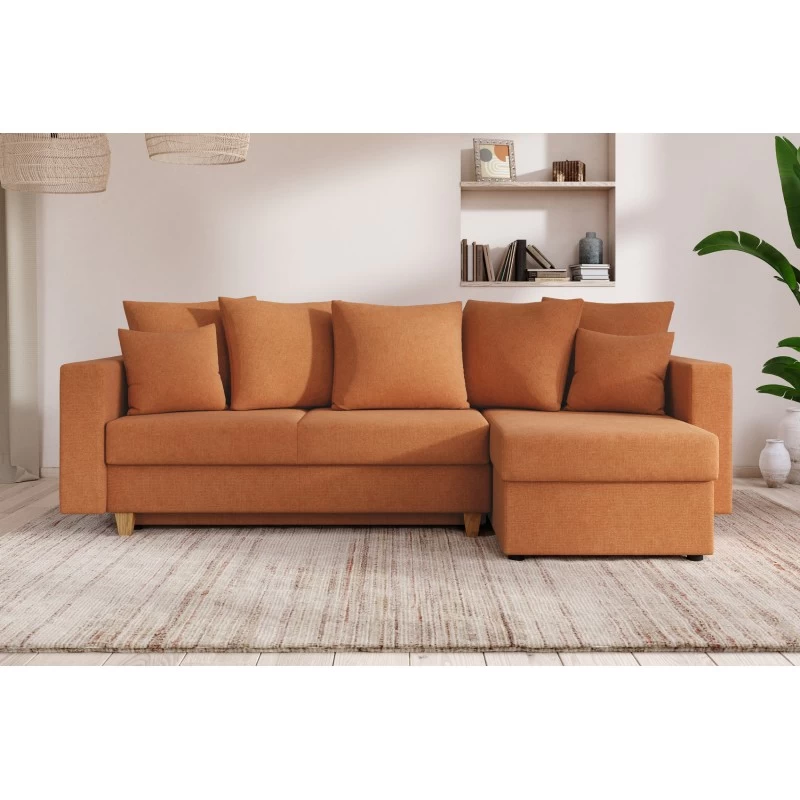 Canapé D'angle KRISTI Convertible Tissu Rouille 4 Places 1 Canapé D'angle KRISTI Convertible Tissu Rouille 4 Places