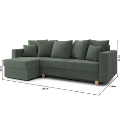 Canapé D'angle KRISTI Convertible Tissu Vert 4 Places -Canapé Rêve Promos Magasin canape angle kristi convertible tissu vert 4 places 9