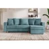 Canapé D'angle KRISTI Convertible Velours Côtelé Bleu Clair 4 Places