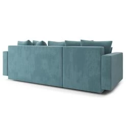 Canapé D'angle KRISTI Convertible Velours Côtelé Bleu Clair 4 Places -Canapé Rêve Promos Magasin canape angle kristi convertible velours cotele bleu clair 4 places 5
