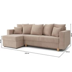 Canapé D'angle KRISTI Convertible Velours Côtelé Grège 4 Places -Canapé Rêve Promos Magasin canape angle kristi convertible velours cotele grege 4 places 8