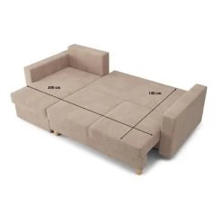 Canapé D'angle KRISTI Convertible Velours Côtelé Grège 4 Places -Canapé Rêve Promos Magasin canape angle kristi convertible velours cotele grege 4 places 9