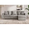 Canapé D'angle KRISTI Convertible Velours Côtelé Gris Clair 4 Places