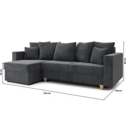 Canapé D'angle KRISTI Convertible Velours Côtelé Gris Souris 4 Places -Canapé Rêve Promos Magasin canape angle kristi convertible velours cotele gris souris 4 places 8