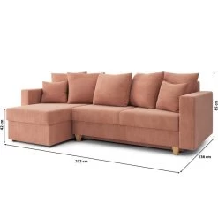 Canapé D'angle KRISTI Convertible Velours Côtelé Rose 4 Places -Canapé Rêve Promos Magasin canape angle kristi convertible velours cotele rose 4 places 8