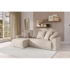 Canapé D'angle NOVA Convertible Tissu Beige 4 Places -Canapé Rêve Promos Magasin canape angle nova convertible tissu beige 4 places 8