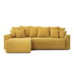 Canapé D'angle NOVA Convertible Velours Côtelé Jaune 4 Places -Canapé Rêve Promos Magasin canape angle nova convertible velours cotele jaune 4 places 1