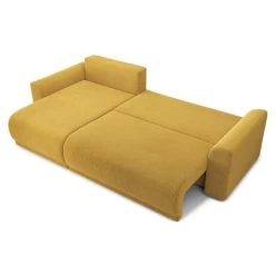 Canapé D'angle NOVA Convertible Velours Côtelé Jaune 4 Places -Canapé Rêve Promos Magasin canape angle nova convertible velours cotele jaune 4 places 3