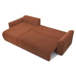 Canapé D'angle NOVA Convertible Velours Côtelé Terracotta 4 Places -Canapé Rêve Promos Magasin canape angle nova convertible velours cotele terracotta 4 places 3