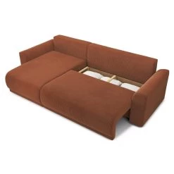 Canapé D'angle NOVA Convertible Velours Côtelé Terracotta 4 Places -Canapé Rêve Promos Magasin canape angle nova convertible velours cotele terracotta 4 places 4