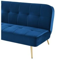 Banquette AROMA En Velours Bleu 3 Places Convertible -Canapé Rêve Promos Magasin canape aroma velours bleu banquette 2