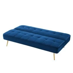 Banquette AROMA En Velours Bleu 3 Places Convertible -Canapé Rêve Promos Magasin canape aroma velours bleu banquette 6