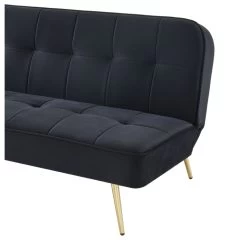 Banquette AROMA En Velours Noir 3 Places Convertible -Canapé Rêve Promos Magasin canape aroma velours noir banquette 2