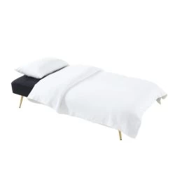 Banquette AROMA En Velours Noir 3 Places Convertible -Canapé Rêve Promos Magasin canape aroma velours noir banquette 3