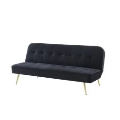 Banquette AROMA En Velours Noir 3 Places Convertible -Canapé Rêve Promos Magasin canape aroma velours noir banquette 5