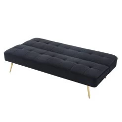 Banquette AROMA En Velours Noir 3 Places Convertible -Canapé Rêve Promos Magasin canape aroma velours noir banquette 6