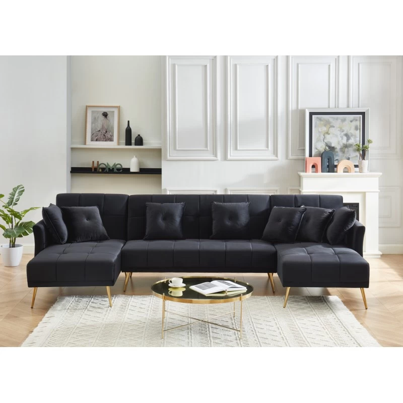 Canapé AROMA En Velours Noir Version Panoramique 3 Canapé AROMA En Velours Noir Version Panoramique – Image 3