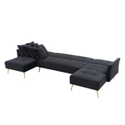 Canapé AROMA En Velours Noir Version Panoramique 13 Canapé AROMA En Velours Noir Version Panoramique -Canapé Rêve Promos Magasin canape aroma velours noir forme en u 4