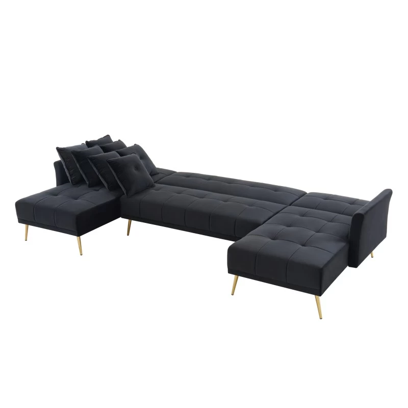 Canapé AROMA En Velours Noir Version Panoramique 5 Canapé AROMA En Velours Noir Version Panoramique – Image 5