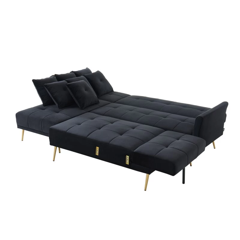 Canapé AROMA En Velours Noir Version Panoramique 6 Canapé AROMA En Velours Noir Version Panoramique – Image 6