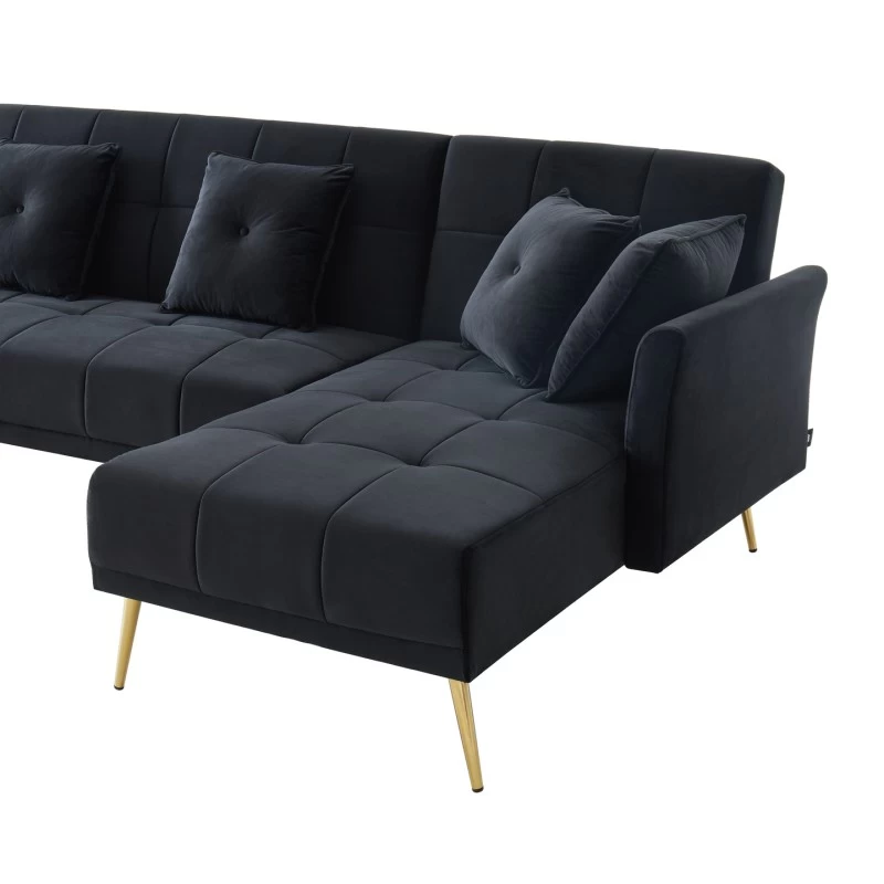 Canapé AROMA En Velours Noir Version Panoramique 9 Canapé AROMA En Velours Noir Version Panoramique – Image 9