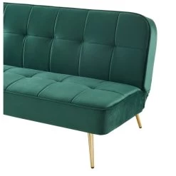 Banquette AROMA En Velours Vert 3 Places Convertible -Canapé Rêve Promos Magasin canape aroma velours vert banquette 2