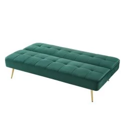 Banquette AROMA En Velours Vert 3 Places Convertible -Canapé Rêve Promos Magasin canape aroma velours vert banquette 6
