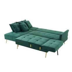 Canapé AROMA En Velours Vert Version Panoramique -Canapé Rêve Promos Magasin canape aroma velours vert forme en u 6