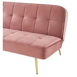 Banquette AROMA En Velours Vieux Rose 3 Places Convertible -Canapé Rêve Promos Magasin canape aroma velours vieux rose banquette 2