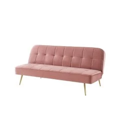 Banquette AROMA En Velours Vieux Rose 3 Places Convertible -Canapé Rêve Promos Magasin canape aroma velours vieux rose banquette 4