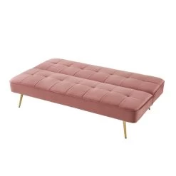 Banquette AROMA En Velours Vieux Rose 3 Places Convertible -Canapé Rêve Promos Magasin canape aroma velours vieux rose banquette 6