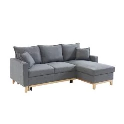 Canapé D'angle BOSTON Convertible Tissu Gris Chiné -Canapé Rêve Promos Magasin canape boston tissu gris chine angle convertible 2