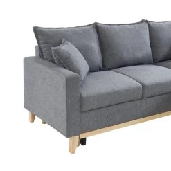 Canapé D'angle BOSTON Convertible Tissu Gris Chiné -Canapé Rêve Promos Magasin canape boston tissu gris chine angle convertible 5