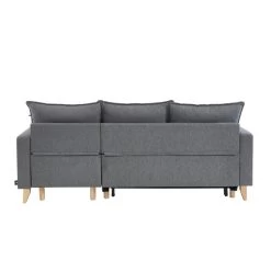 Canapé D'angle BOSTON Convertible Tissu Gris Chiné -Canapé Rêve Promos Magasin canape boston tissu gris chine angle convertible 6