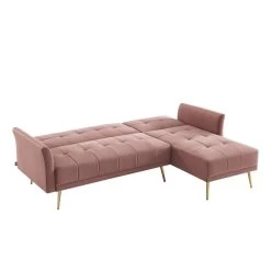 Canapé D'angle AROMA Convertible Velours Rose 4 Places -Canapé Rêve Promos Magasin canape d angle aroma convertible velours rose 4 places 4