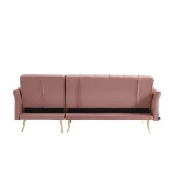 Canapé D'angle AROMA Convertible Velours Rose 4 Places -Canapé Rêve Promos Magasin canape d angle aroma convertible velours rose 4 places 5