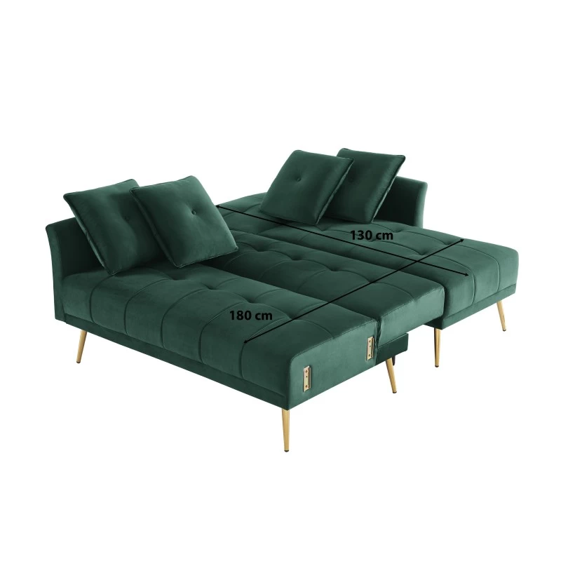 Canapé D'angle AROMA Convertible Velours Vert 4 Places 9 Canapé D'angle AROMA Convertible Velours Vert 4 Places – Image 9