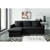 Canapé D'angle ASPEN Convertible, Réversible Et Coffre En Tissu Noir