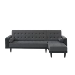 Canapé D'angle LUXURY Convertible Tissu Anthracite Et PU Noir 4 Places -Canapé Rêve Promos Magasin canape d angle luxury convertible tissu noir 4 places 1