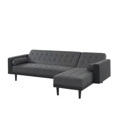 Canapé D'angle LUXURY Convertible Tissu Anthracite Et PU Noir 4 Places -Canapé Rêve Promos Magasin canape d angle luxury convertible tissu noir 4 places 3