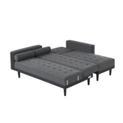 Canapé D'angle LUXURY Convertible Tissu Anthracite Et PU Noir 4 Places -Canapé Rêve Promos Magasin canape d angle luxury convertible tissu noir 4 places 4