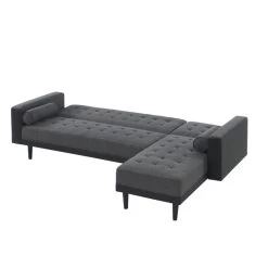Canapé D'angle LUXURY Convertible Tissu Anthracite Et PU Noir 4 Places -Canapé Rêve Promos Magasin canape d angle luxury convertible tissu noir 4 places 5
