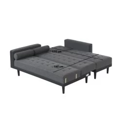 Canapé D'angle LUXURY Convertible Tissu Anthracite Et PU Noir 4 Places -Canapé Rêve Promos Magasin canape d angle luxury convertible tissu noir 4 places 9