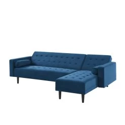 Canapé D'angle LUXURY Convertible Velours Bleu 4 Places -Canapé Rêve Promos Magasin canape d angle luxury convertible velours bleu 4 places 3