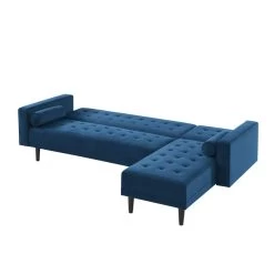 Canapé D'angle LUXURY Convertible Velours Bleu 4 Places -Canapé Rêve Promos Magasin canape d angle luxury convertible velours bleu 4 places 5