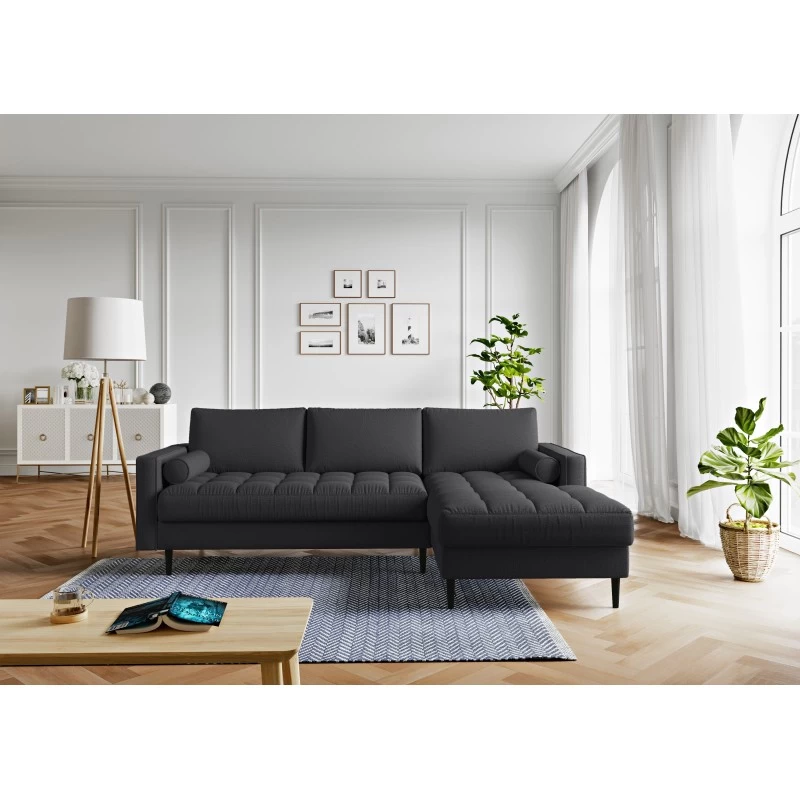 Canapé D'angle MAEL Cacharel En Tissu Anthracite Fixe 1 Canapé D'angle MAEL Cacharel En Tissu Anthracite Fixe