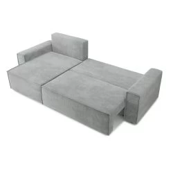 Canapé D'angle MARIUS Convertible Velours Côtelé Gris -Canapé Rêve Promos Magasin canape d angle marius convertible velours cotele gris 3