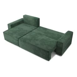 Canapé D'angle MARIUS Convertible Velours Côtelé Vert -Canapé Rêve Promos Magasin canape d angle marius convertible velours cotele vert 4 places 3